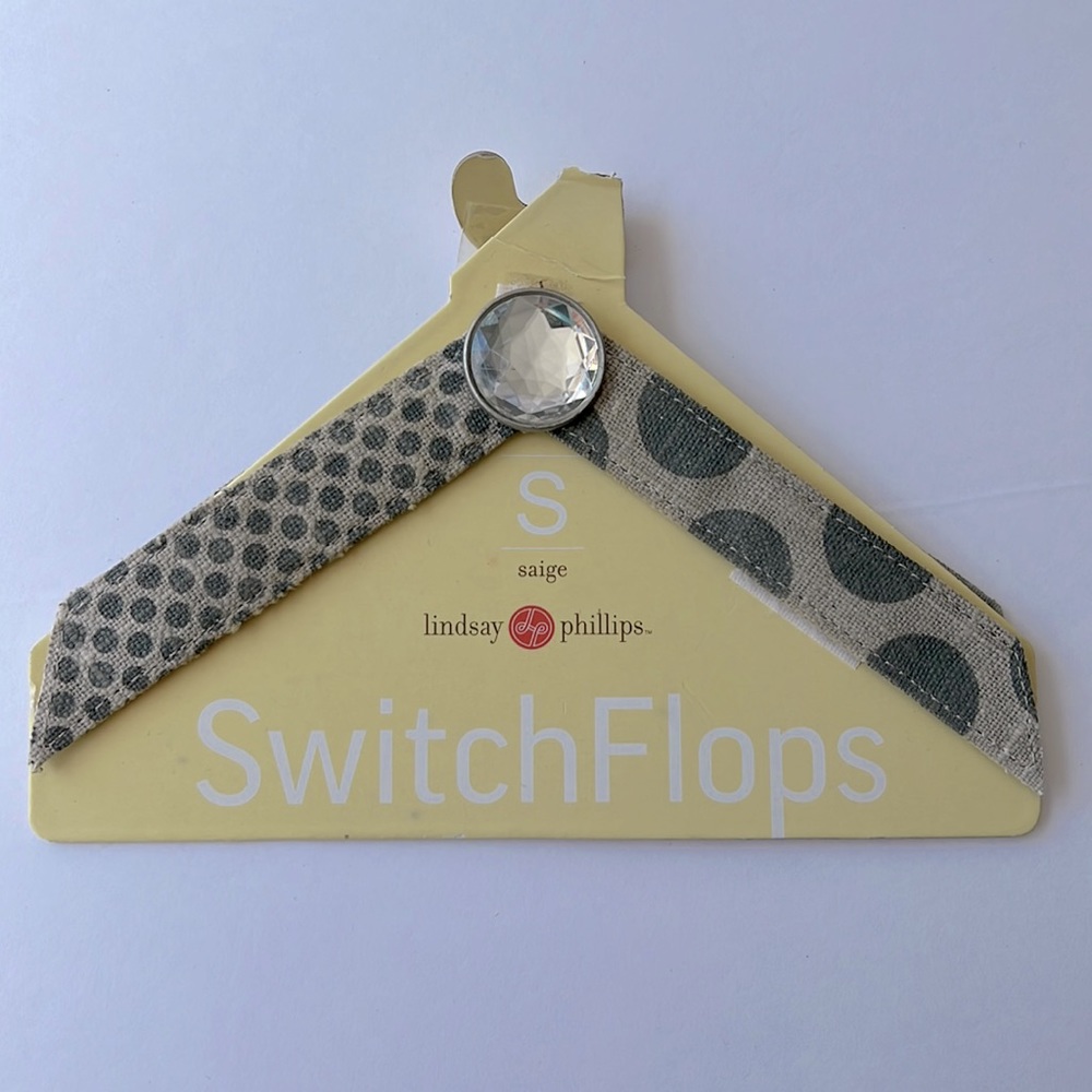Straps by Switch Flops gray polka dots clear jewel Lindsay Phillips NWT